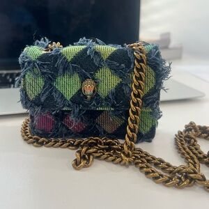 Kurt Geiger “MICRO KENSINGTON BAG” Stylish Denim Patchwork Crossbody Bag